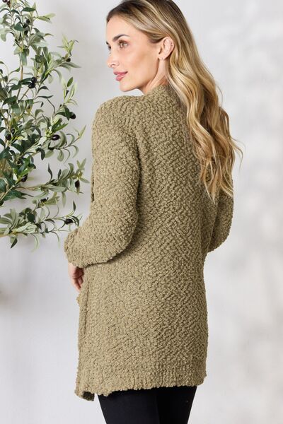 Falling For You Popcorn Cardigan in Olive