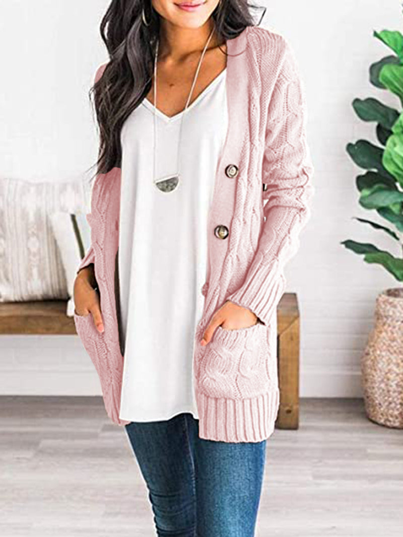 Rashelle Cable-Knit Button Cardigan