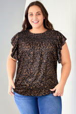 Plus Size Smocked Butterfly Sleeve Blouse