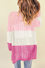 Evenly Openwork Ribbed Cuff Longline Cardigan