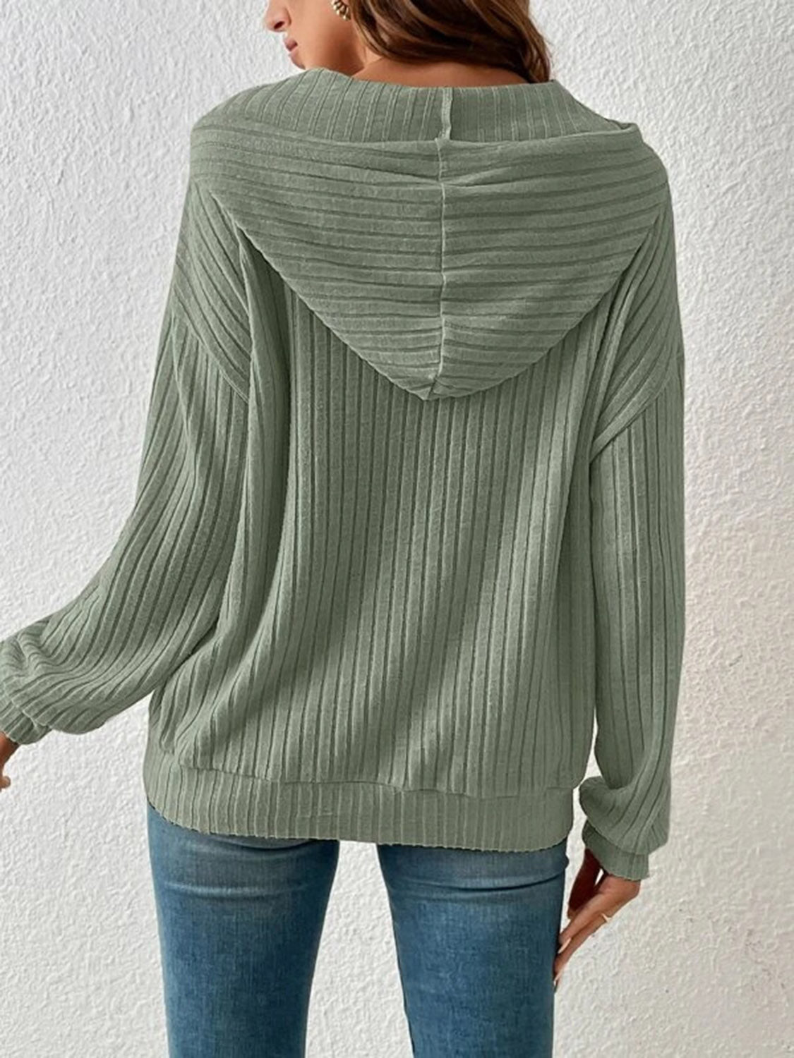 Sophie Ribbed Dropped Shoulder Hoodie