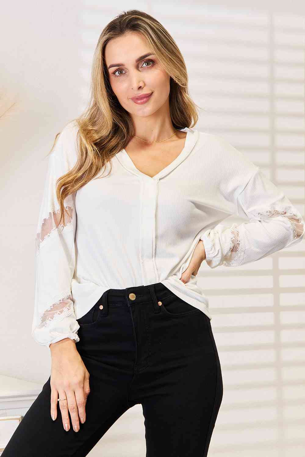 Veronica V-Neck Dropped Shoulder Blouse