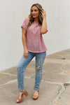 Chunky Knit Short Sleeve Top in Mauve