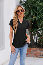 Josephine Notched Neck Puff Sleeve Blouse