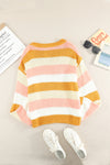 Striped Dropped Shoulder Knitted Pullover Sweater