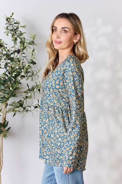 Katalina Floral Half Button Blouse