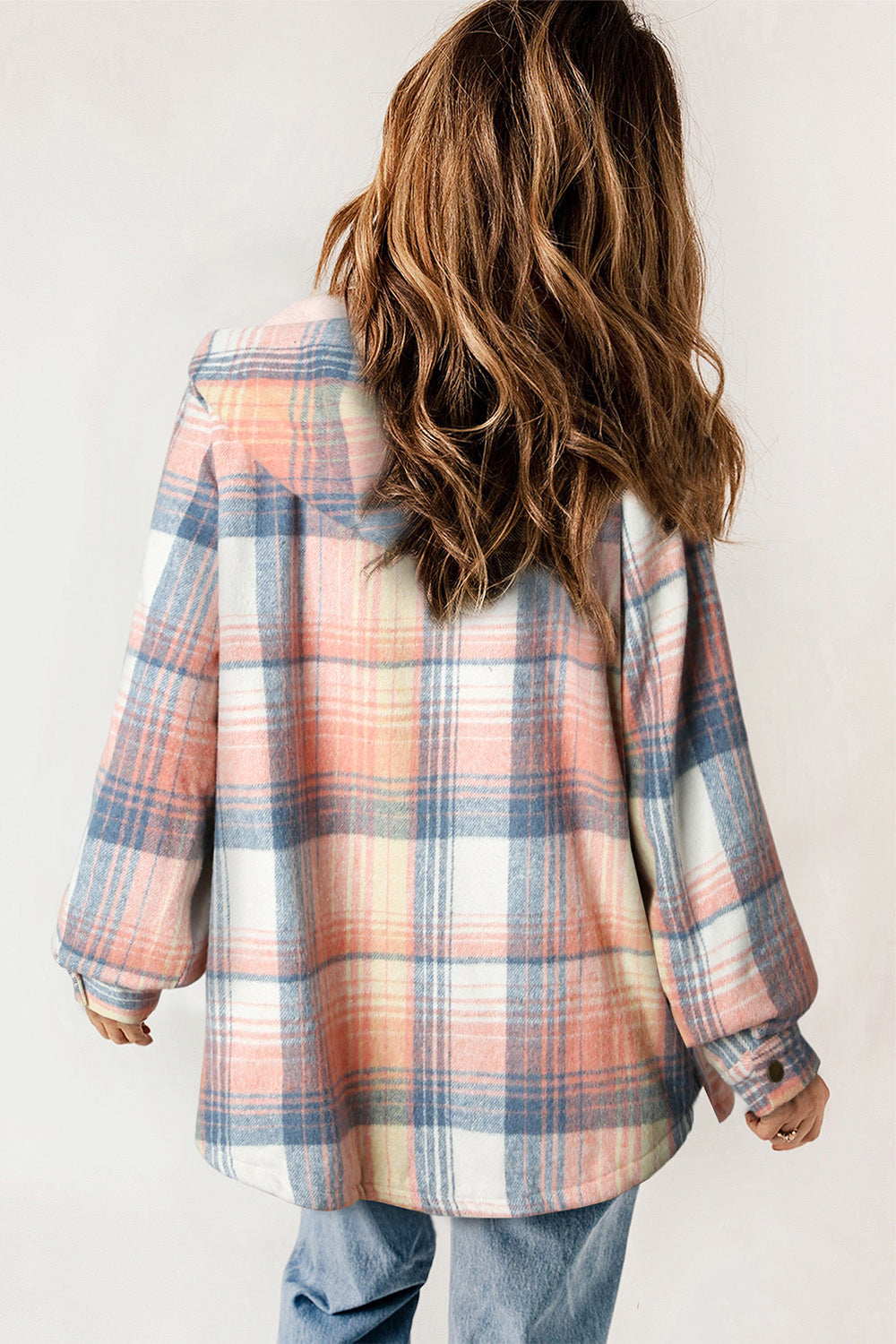 Olivia Plaid Snap Down Hooded Jacket