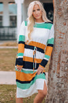 Cassidy Striped Drawstring Waist Midi Dress