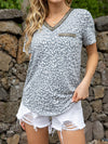 Glitter V-Neck Short Sleeve Tee Shirt