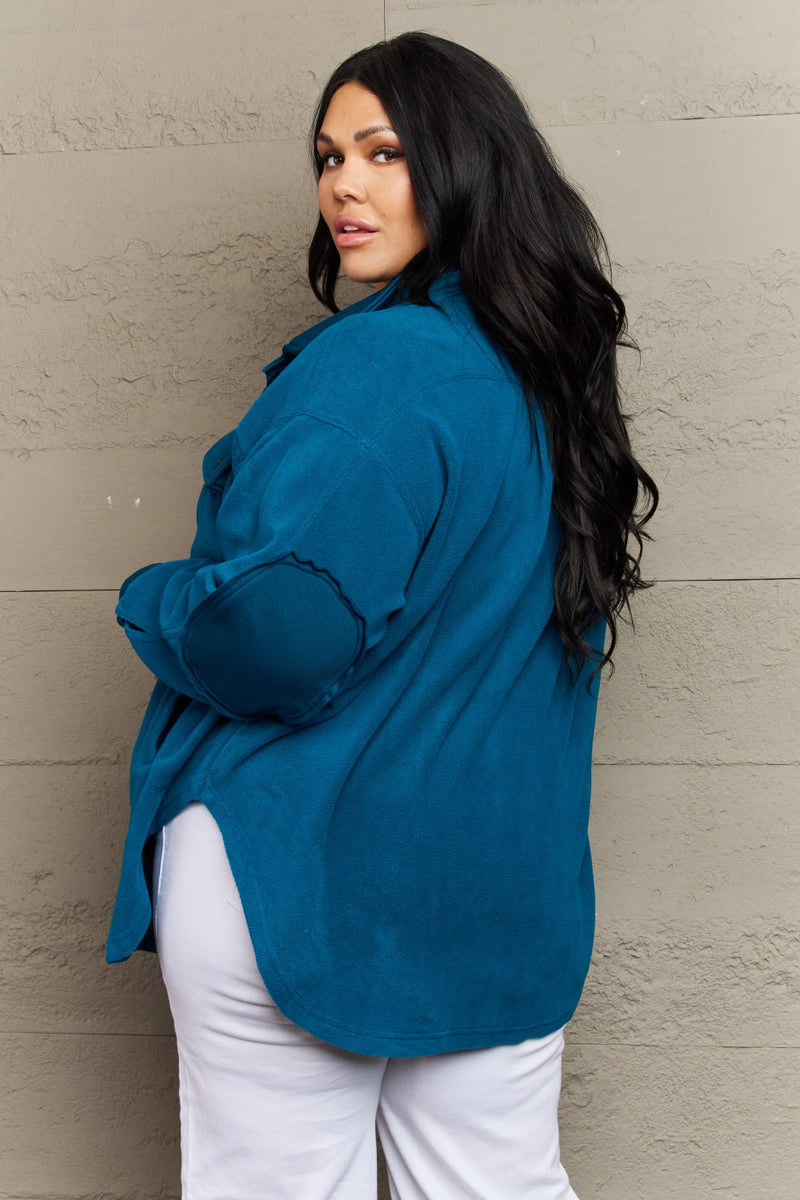 Cozy in the Cabin Fleece Shacket in Teal