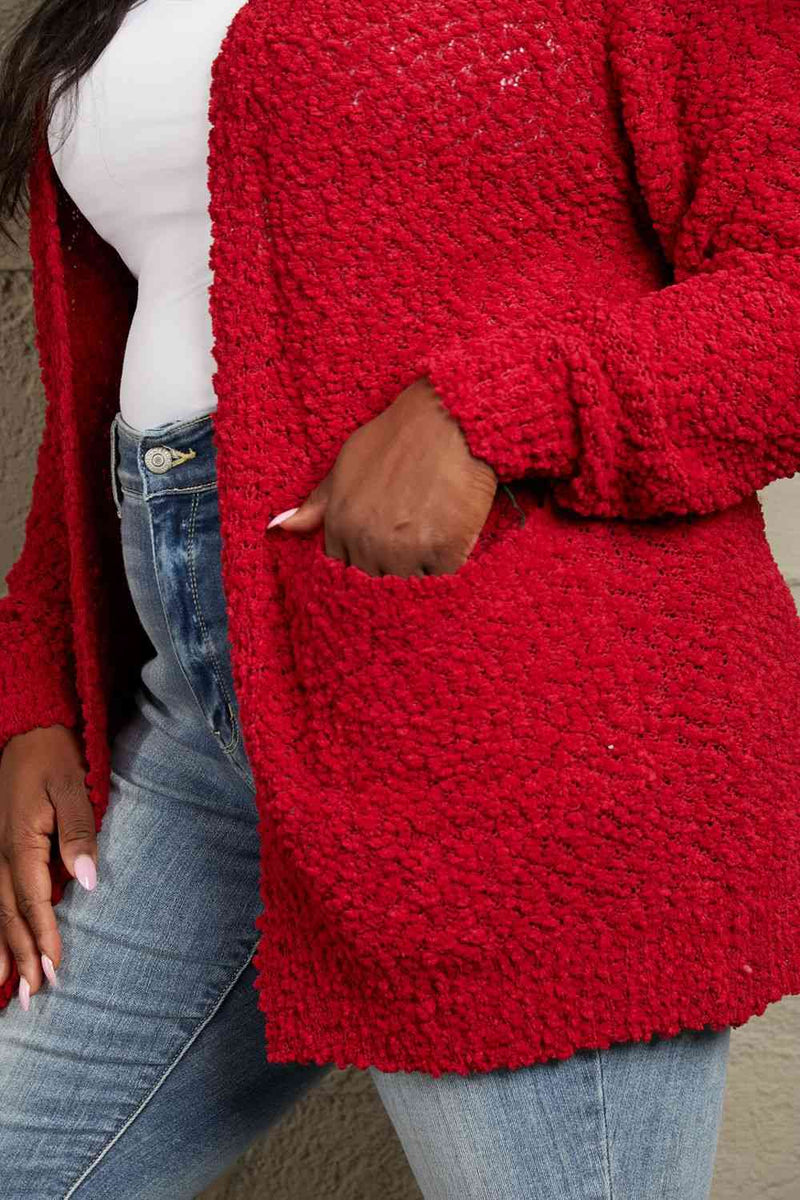 Falling For You Popcorn Cardigan in Red