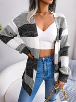 Rebecca Striped Rib-Knit Cardigan