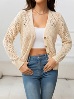 Maya Openwork V-Neck Knit Cardigan