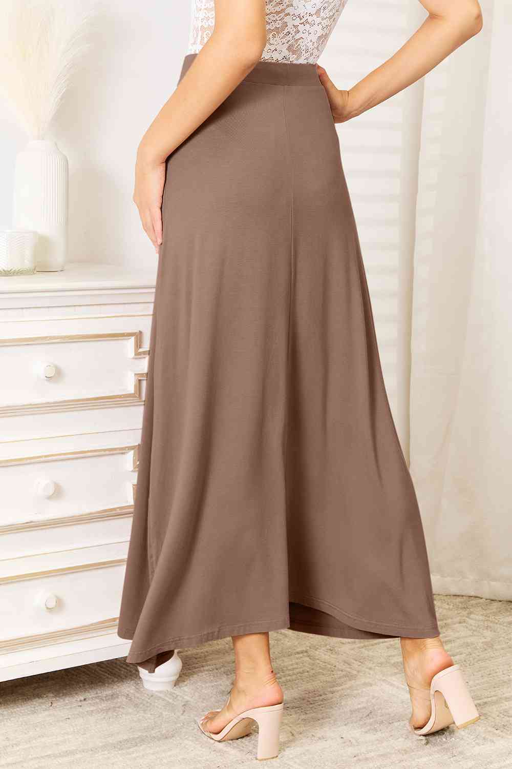 Reya Soft Rayon Drawstring Waist Maxi Skirt Rayon