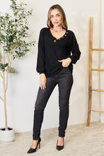 Jennifer Button Detail Long Sleeve Blouse