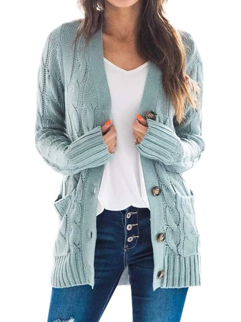 Rashelle Cable-Knit Button Cardigan