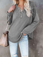 Janelle Buttoned Drop Shoulder Top