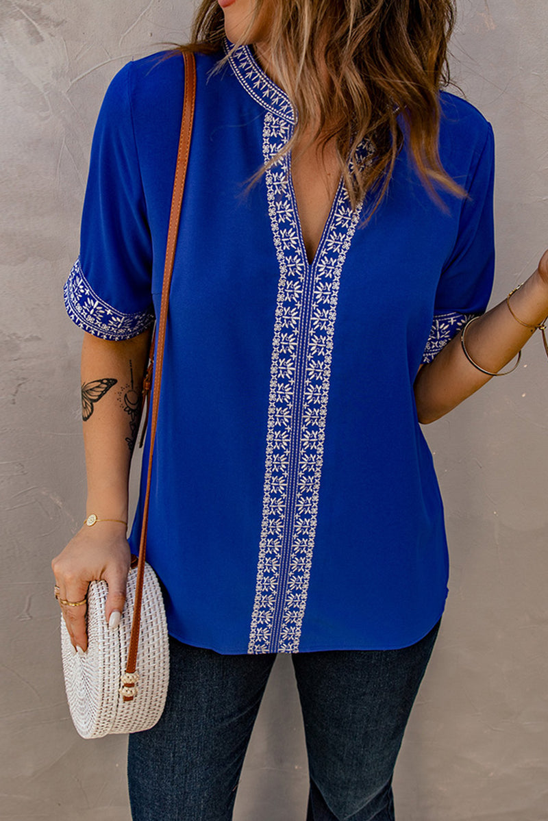 Jasmine Embroidered V-Neck Top