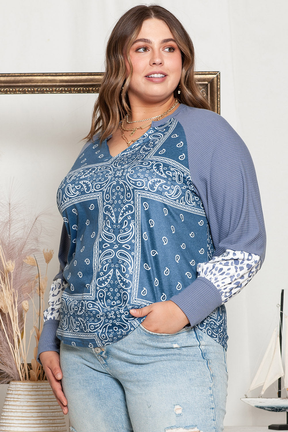 Plus Size Alicia  Raglan Sleeve Blouse