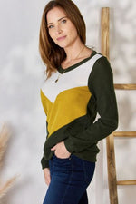 Nadia Colorblock V-Neck Blouse