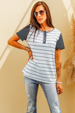 Amara Striped Henley T-Shirt