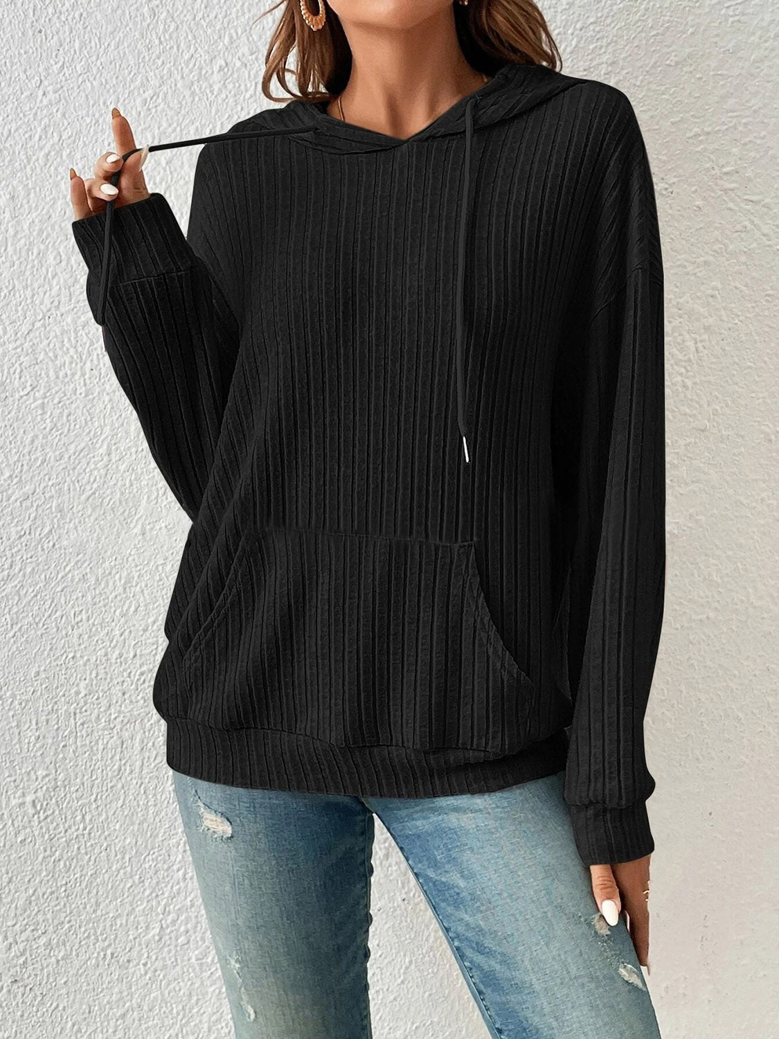 Sophie Ribbed Dropped Shoulder Hoodie