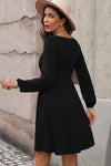 Scoop Neck Empire Waist Long Sleeve Mini Dress