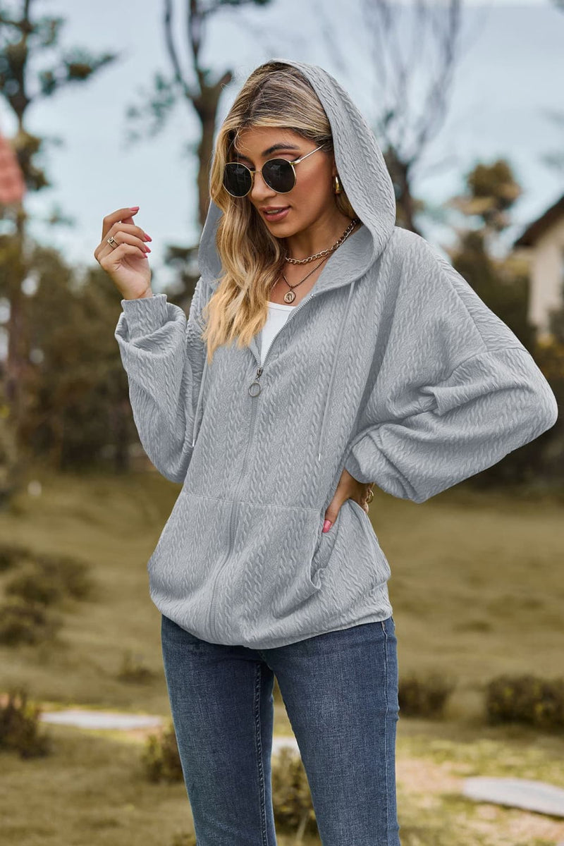 Callie Cable-Knit Hooded Jacket