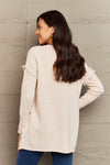 Madelyn Buttoned Dropped Shoulder Raw Hem Sweater