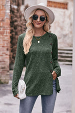 Desiree Ribbed Buttoned Long Sleeve Tee