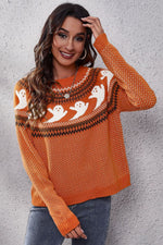 Ghost Pattern Long Sleeve Sweater