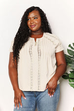 Amber Crochet Buttoned Short Sleeves Top