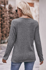 Desiree Ribbed Buttoned Long Sleeve Tee