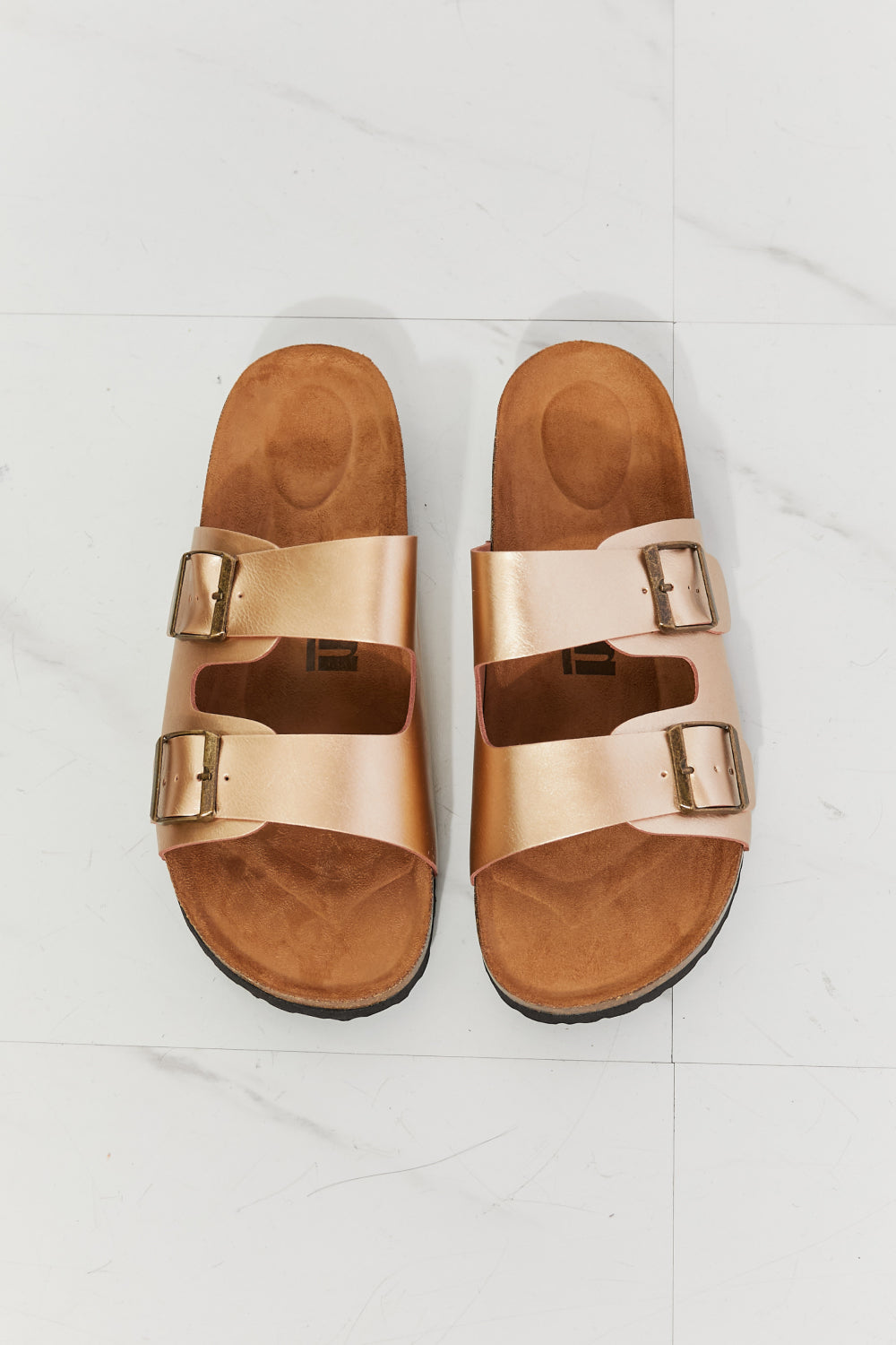 Best Life Double-Banded Slide Sandal in Gold