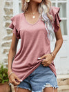 Layered Flutter Sleeve V-Neck Top