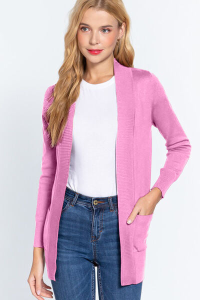 Matilda Ribbed Trim Open Front Cardigan