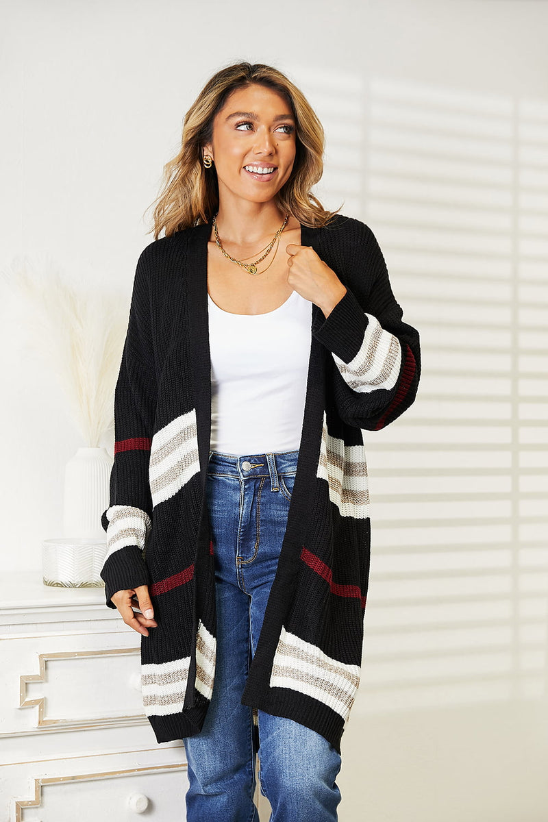 Arizona Striped Rib-Knit Cardigan