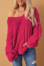 Jillian Cable Knit V-Neck Sweater