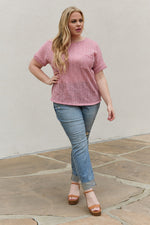 Chunky Knit Short Sleeve Top in Mauve