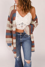 Khloe Striped Openwork Cardigan