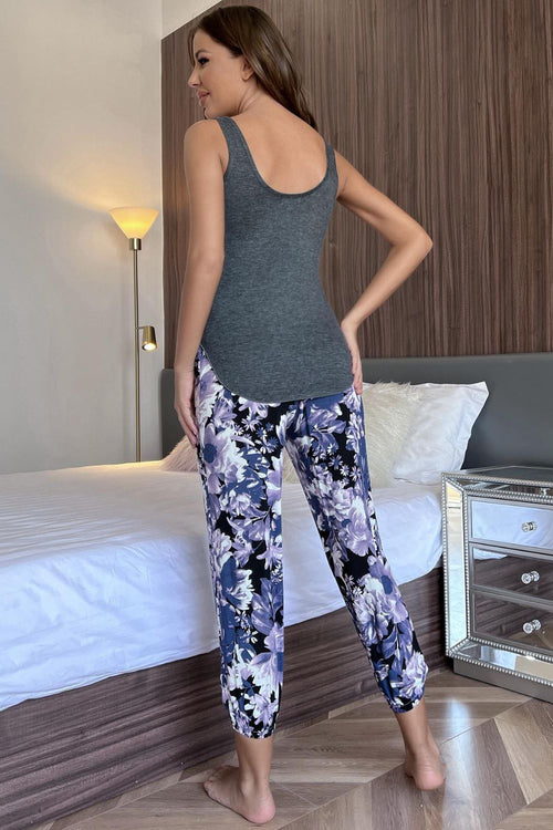 Tiana Tank and Floral Cropped Pants Lounge Set