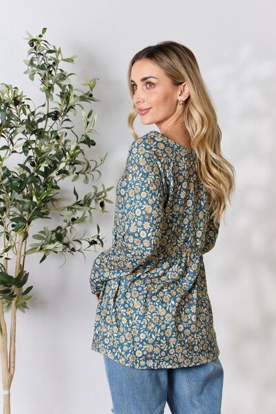 Katalina Floral Half Button Blouse