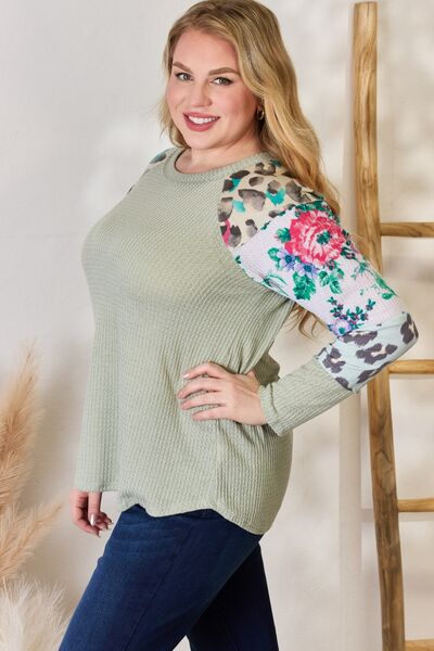 Brecklin Printed Round Neck Blouse