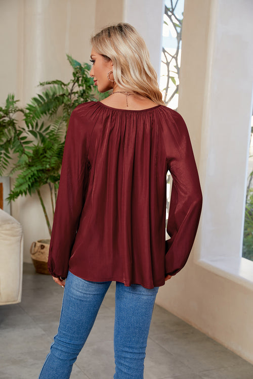 Tiana Tie Neck Balloon Sleeve Blouse