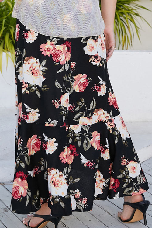 Plus Size April Floral High-Rise Skirt