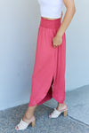 High Waist Scoop Hem Maxi Skirt in Hot Pink