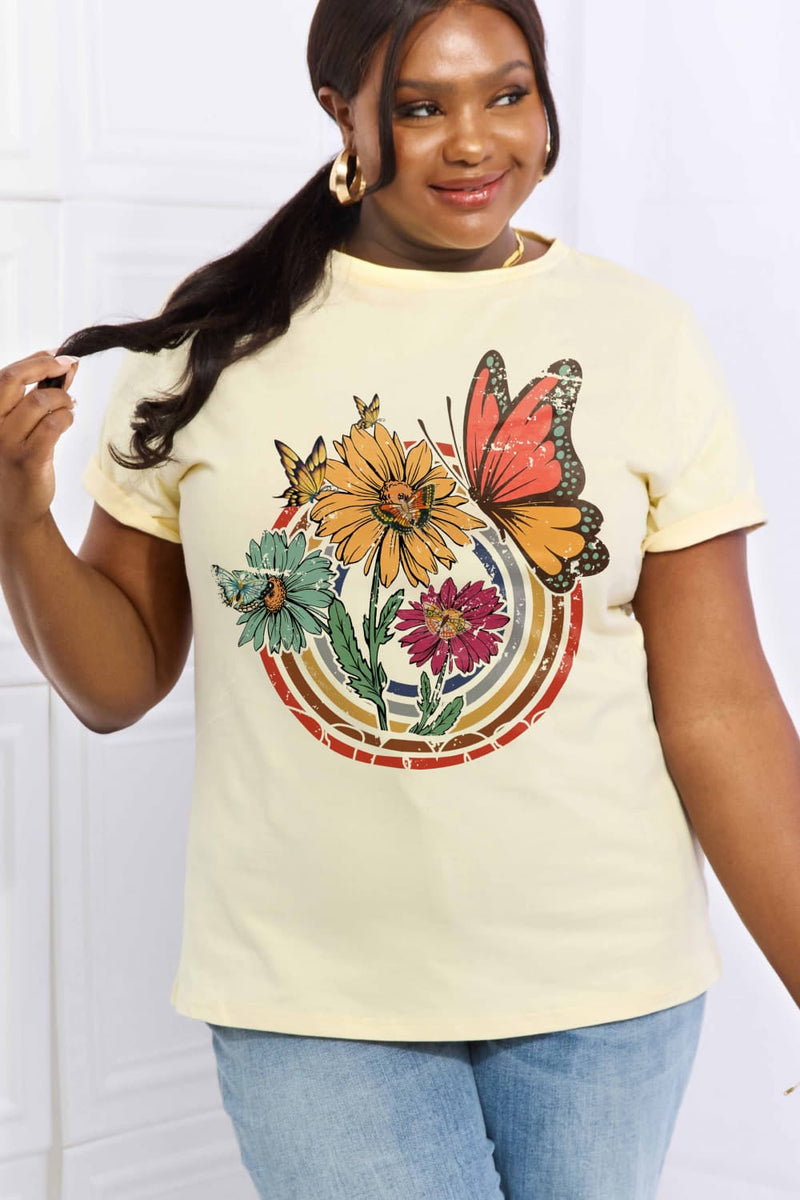 Flower & Butterfly Graphic Tee