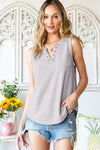 Serena Curved Hem Notched Neck Pocket Tank