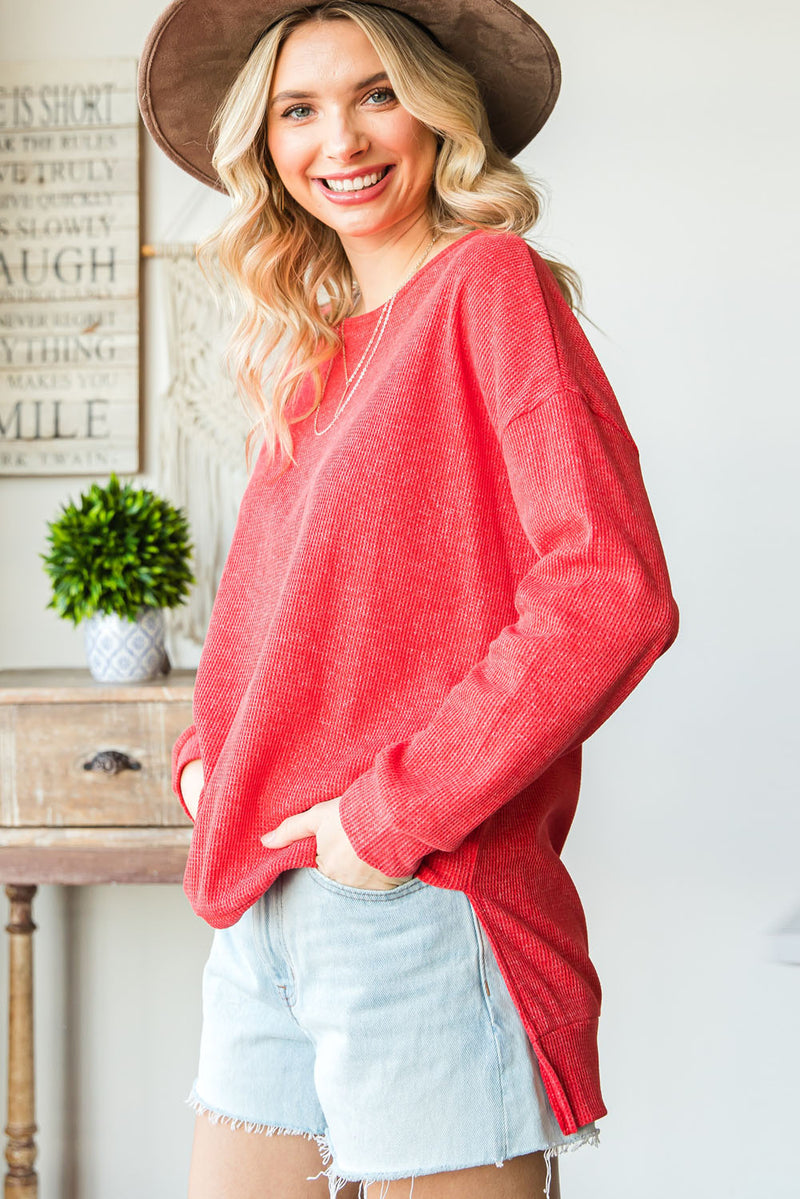 Brinley Drop Shoulder Slit Tunic Sweatshirt