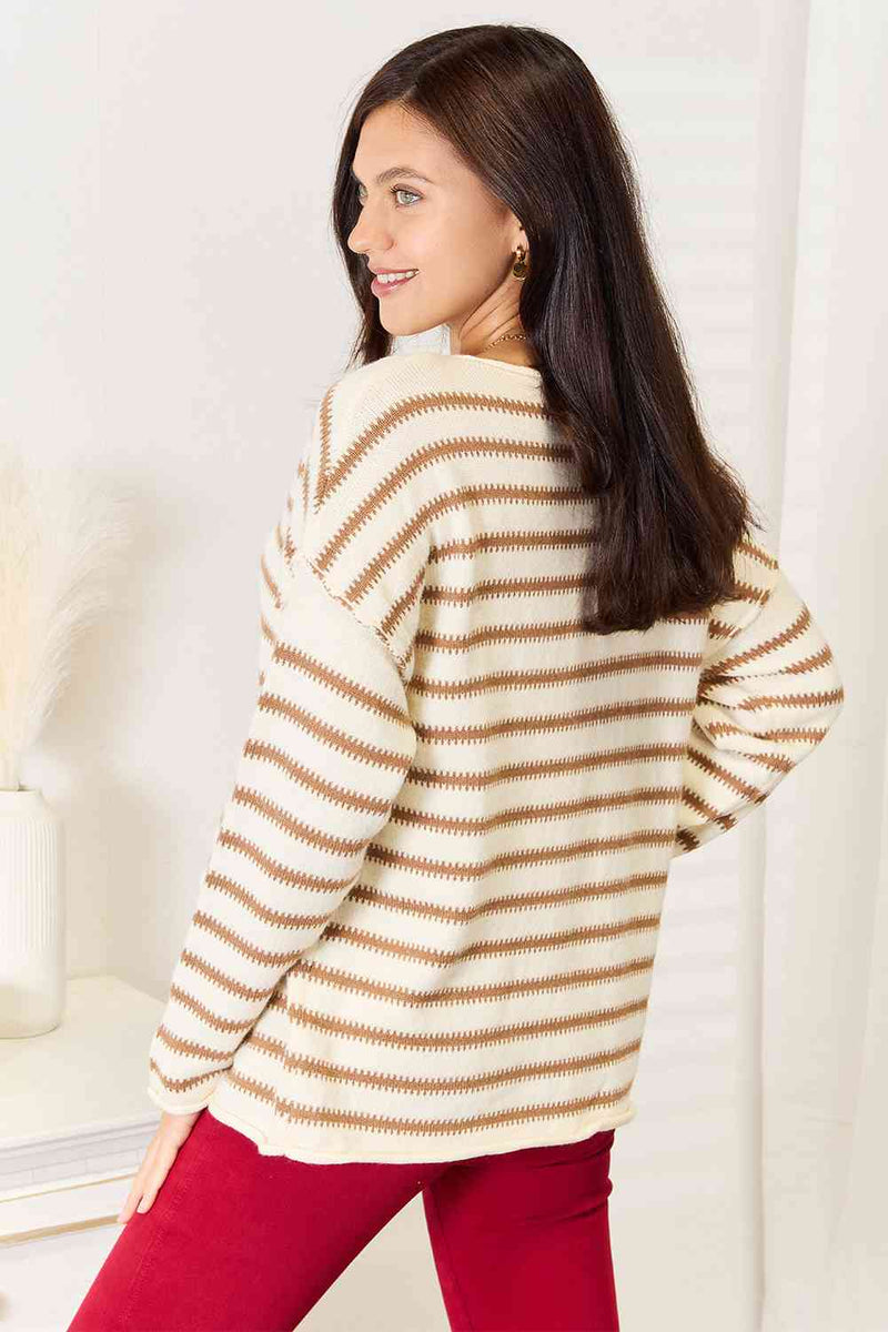 Jenna Striped Boat Neck Sweater
